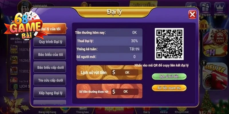 Quét mã QR để liên kết đại lý tại 68 game bài