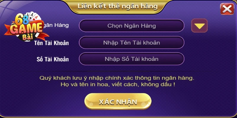 Lý do cần liên kết tài khoản ngân hàng khi thực hiện rút tiền 68 game bài